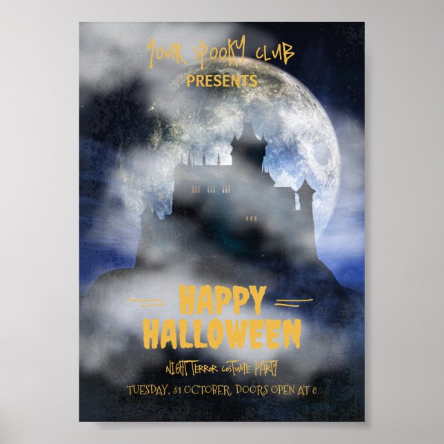 Poster Convite Assustador de Halloween, Festa de Hallowee (Frente)