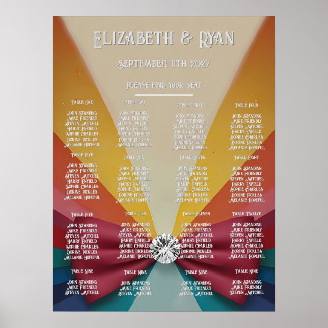 Poster Convite Colorido de Casamento Arco-Íris (Frente)