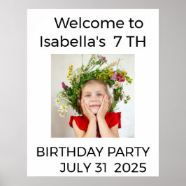 Poster Convite de Aniversário de Bebê Minimalista com Fot