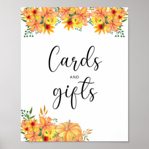 Poster convite de baby shower com cartões e presentes de