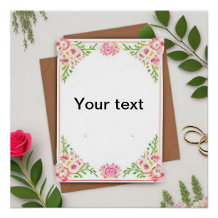 Pôster Convite de casamento floral elegante