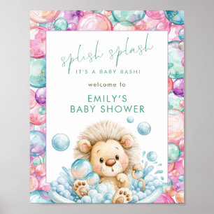 Poster Convite de Chá de Bebê Imprimível Leão Splish Spla
