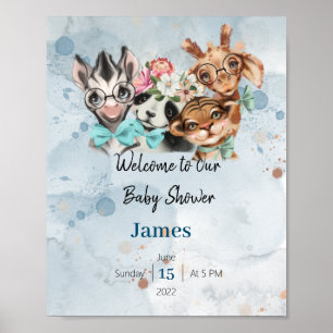 Poster Convite de chá de fraldas fardado Safari