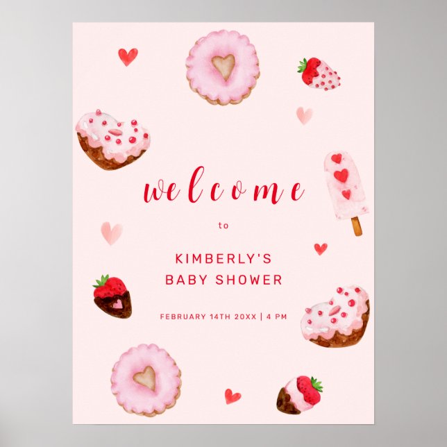 Poster Convite de Chuveiro de Bebê para Rosquinhas Doce N (Frente)