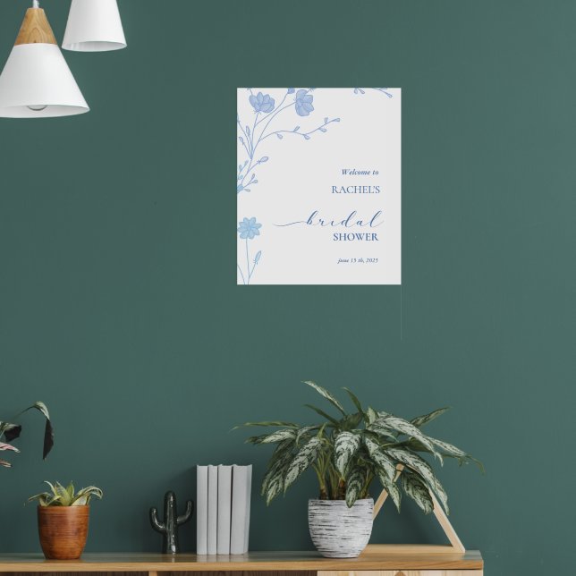 Poster Convite de Chuveiro de Noiva Something Blue Wildfl (Sala de Estar 1)