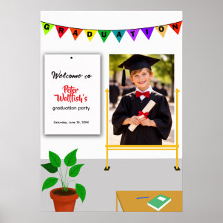 Poster Convite de Festa de Formatura do Menino com Placa