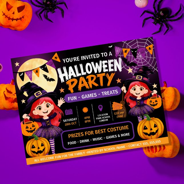 Poster Convite de Festa de Halloween para Crianças | Assu (Criador carregado)