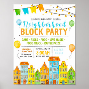 Poster Convite de festa de quarteirão editável