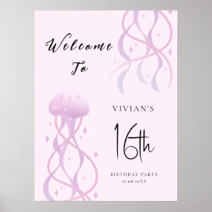 Poster Convite de festa de Sweet Sixteen cor de rosa Bech