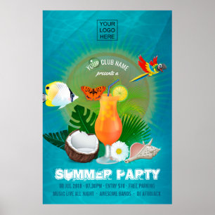 Poster Convite de festas de Cocktail de Verão Clube/Corpo