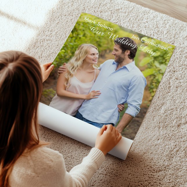 Pôster Convite de Filme Única Foto de Casamento Preta (Criador carregado)