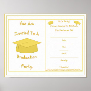 Poster Convite de Formatura com Boina Dourada para Imprim