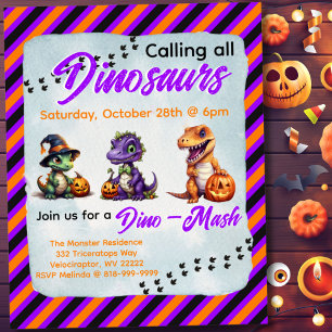 Poster Convite para a Festa de Dino-Mash dos Dinossauros