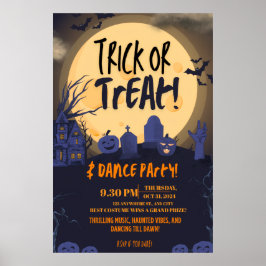 Poster Convite para Festa de Dança de Halloween 'Trick or