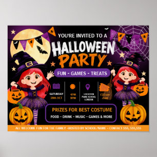 Poster Convite para Festa de Halloween para Crianças   As