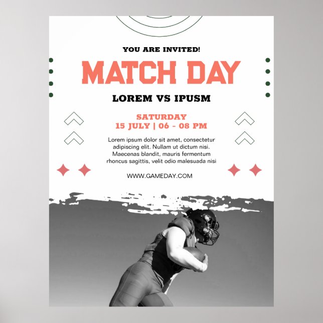 Poster Convite para Festa de Observação de Futebol Dia de (Frente)