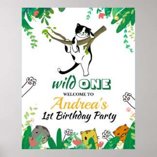 Poster Convite para primeiro aniversario de Gatinho Gatin