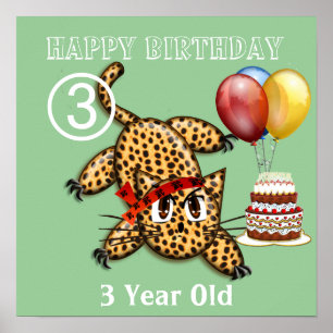 Pôster Convites de aniversário do Ultra Cute Leopard Safa