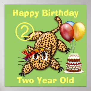 Pôster Convites de aniversário do Ultra Cute Leopard Safa