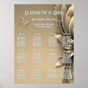 Poster Convites de Casamento em Ouro Elegantes