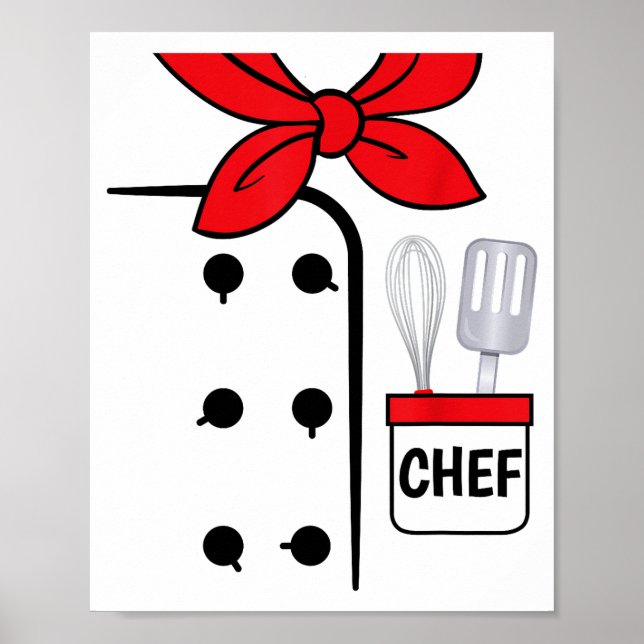 Poster Cook Chef Coat Costume Funny Halloween Shirt Kids  (Frente)