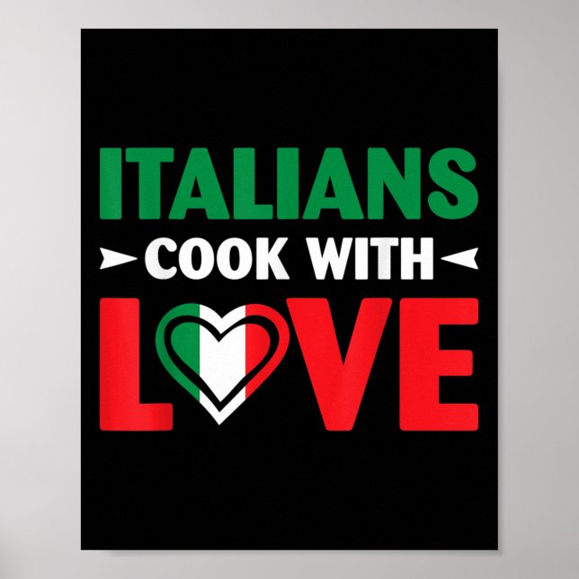 Poster Cook With Love Italian Chef Funny Sayings Quotes  (Frente)