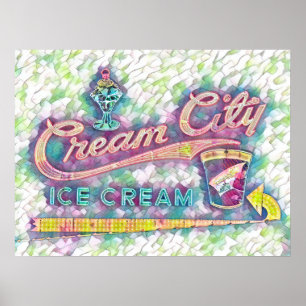 Poster Cookeville, TN Cream City Neon Sign Watercolor