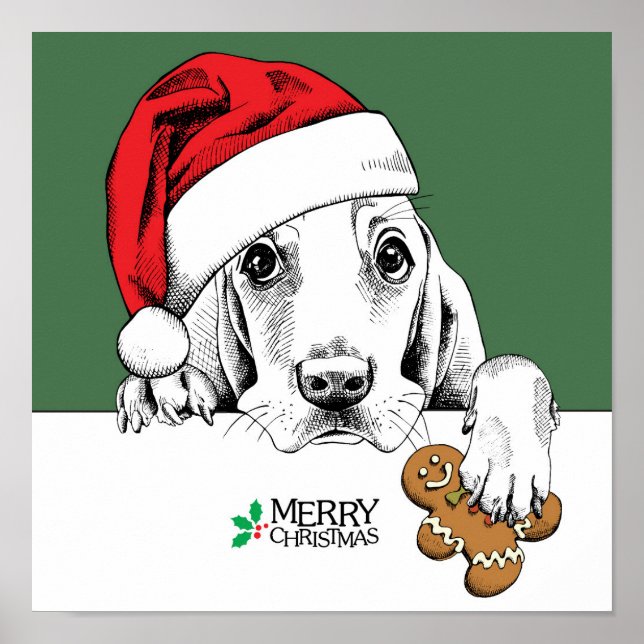Poster Cookie de Natal do Caça-Basset (Frente)