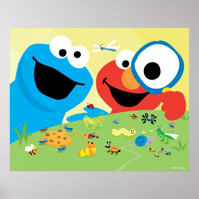 Poster Cookie e Elmo Procurando Insetos (Frente)