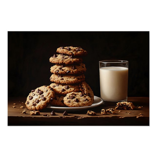 Pôster Cookies Chip de Chocolate e Pintura de Leite (Frente)