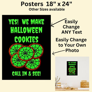Poster Cookies de Halloween totalmente editáveis para Loj