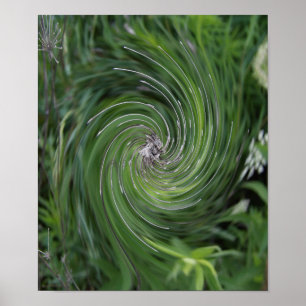 Poster Cool Abstract Retro Chartreuse Green Floral Swirl