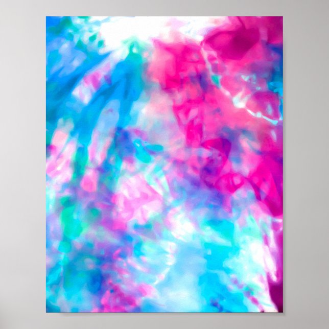 Poster Cool Artsy Girly Purple Pink Blue Tie Dye Pattern (Frente)