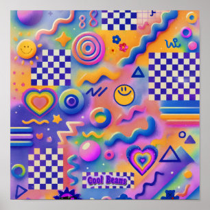 Poster Cool Beans Pastel   Cute Arte Kidcore Xadrez