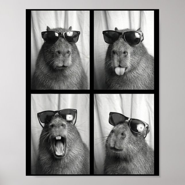 Poster Cool Capybara With Sungles Photobooth Funny Rodent (Frente)