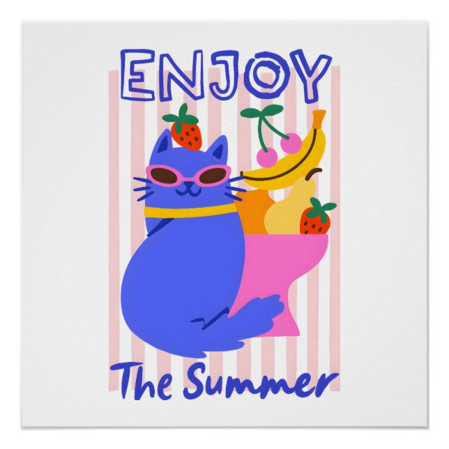 Pôster Cool Cat Enjoying the Summer (Frente)