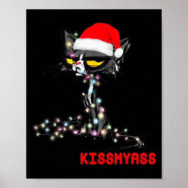 Poster Cool Cat Hat Merry Kiss My Christmas  (Frente)