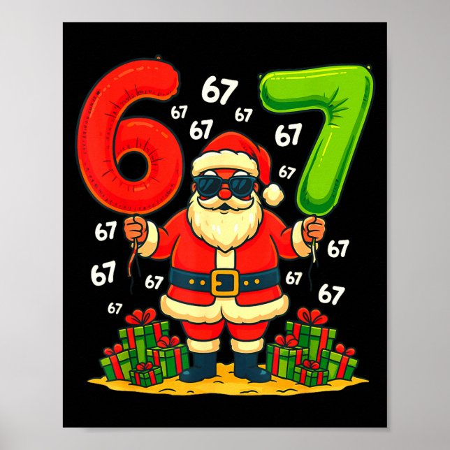 Poster Cool Christmas Six Seven Santa Claus 6 7 Funny Gen (Frente)