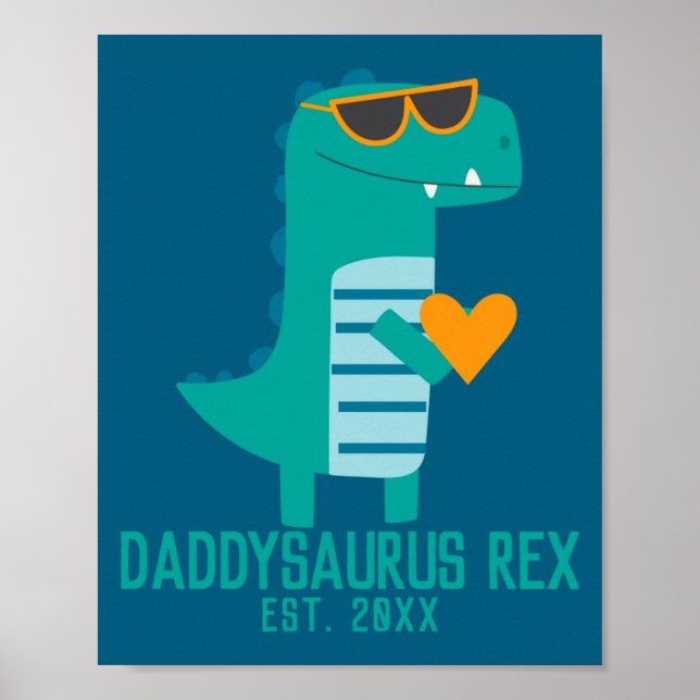 Poster Cool Dino Daddysaurus Rex New Dad Fathers Day  (Frente)