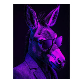 Pôster Cool Donkey with Sunglasses and Neon Suit Urban