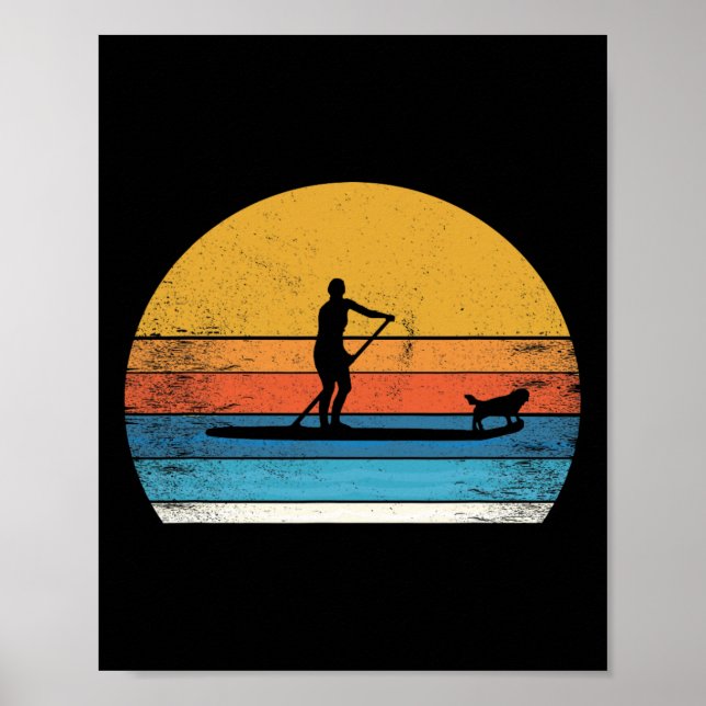 Poster Cool Funny Stand Up Paddle Board Dog Sup Paddling  (Frente)