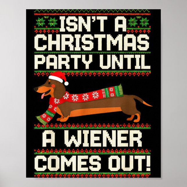 Poster Cool Funny Wiener Dog Christmas Dachshund Holiday  (Frente)