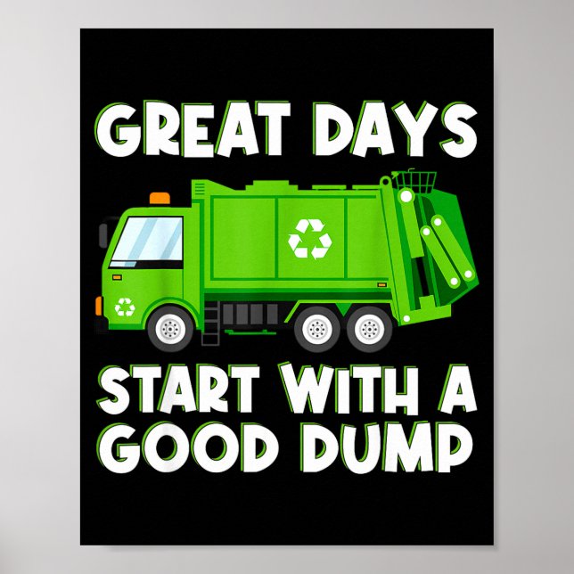 Poster Cool Garbage Truck Good Dump Truck Men Kids Boys T (Frente)
