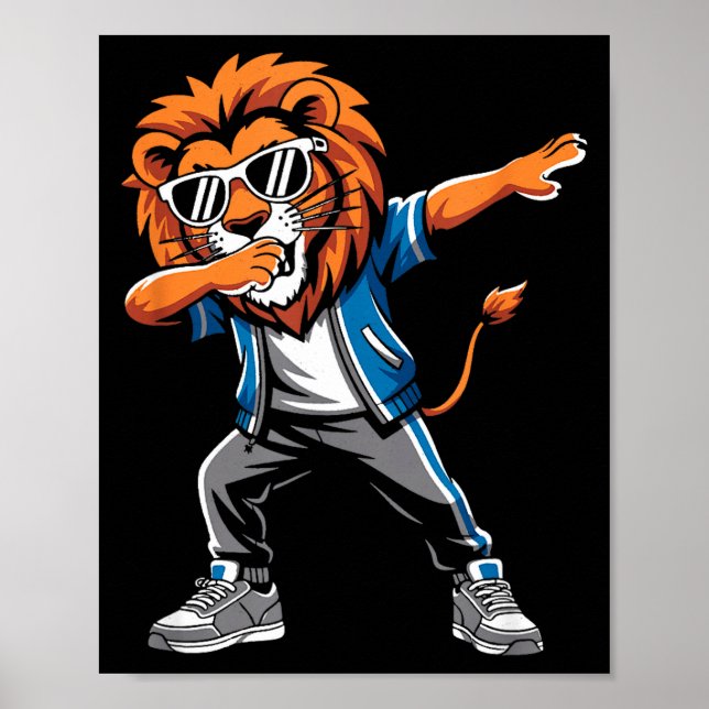 Poster Cool Lion Dabbing Gift For Men Women Boys Girls Ki (Frente)