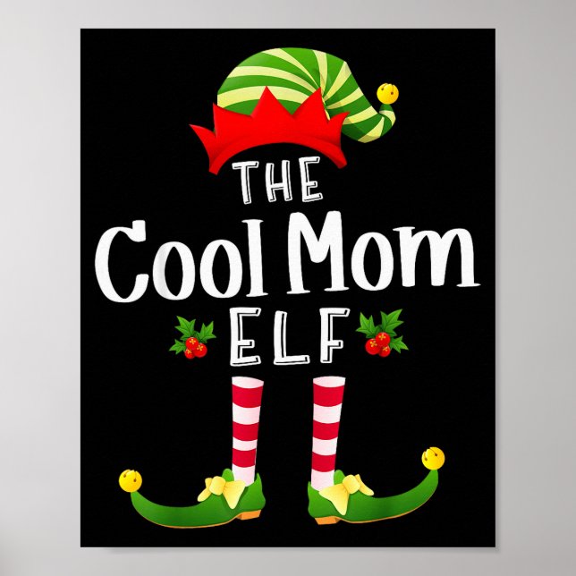 Poster Cool Mom Christmas Elf Matching Pajama X-mas Party (Frente)