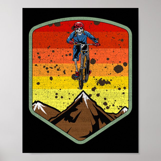 Poster Cool Mountain Biking Skeleton Zombie Skull Mtb Bmx (Frente)