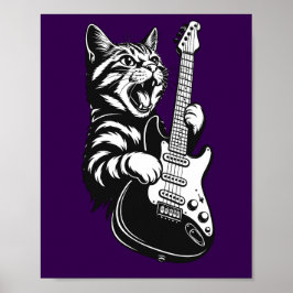 Poster Cool Music Love | Rock Cat Playing Electric Guitar