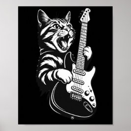 Poster Cool Music Love | Rock Cat Playing Electric Guitar