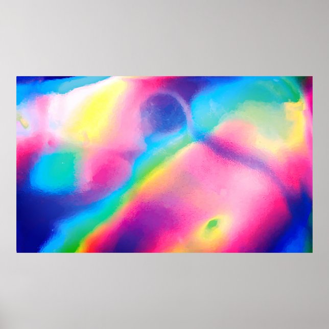 Poster Cool Neon Unicorn Holographic Background (Frente)