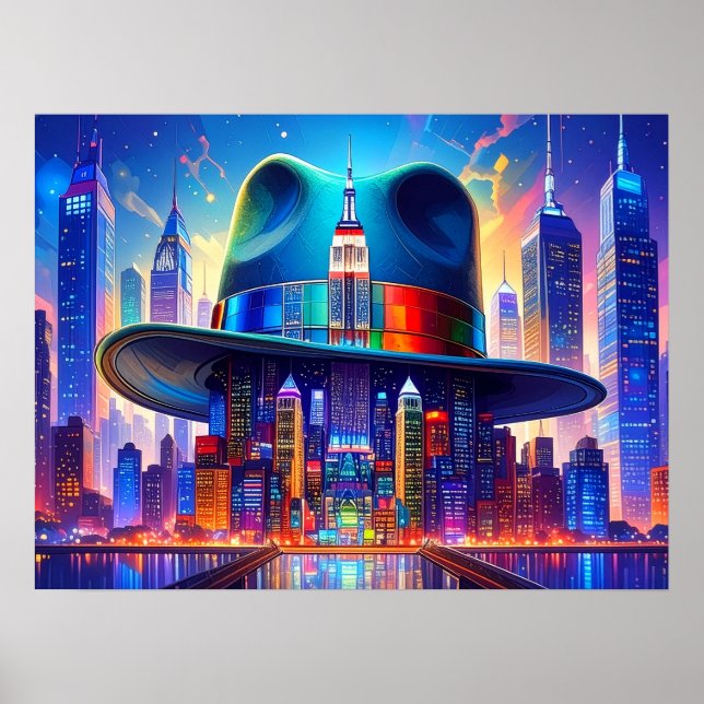 Poster Cool NYC Art New York City in my Hat  (Frente)